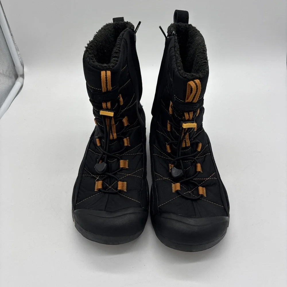 Keen Shoes Kids Sz 6 Basin Snow Boots Winter Insulated Leather Waterproof Black